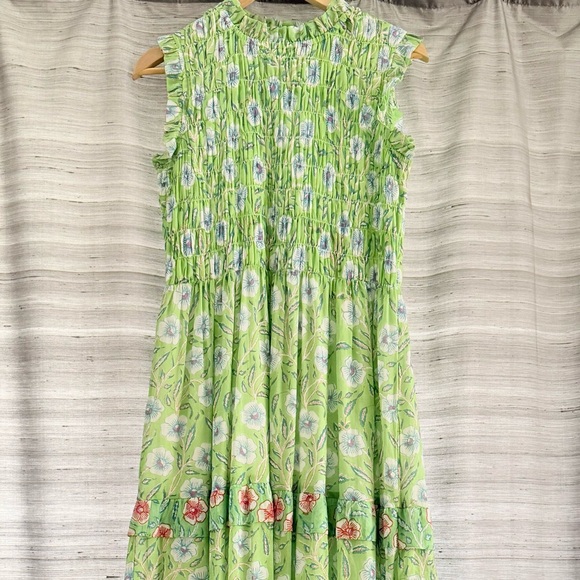 Oliphant Dresses & Skirts - Oliphant Green Floral Ruffled Maxi Skirt